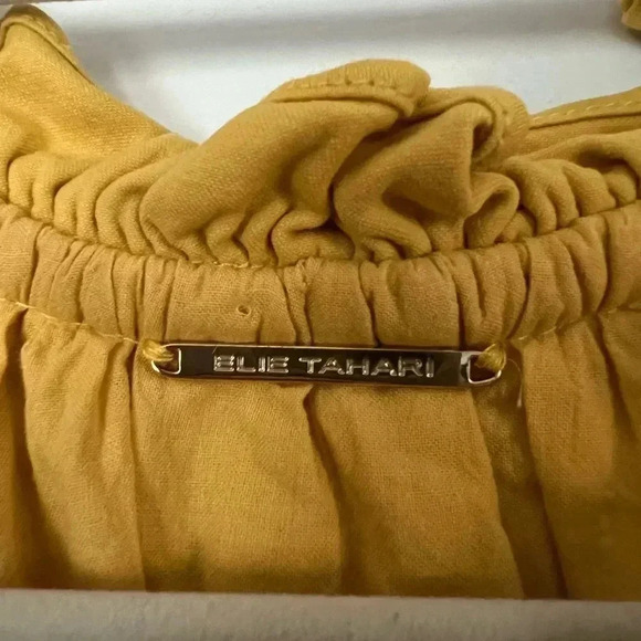 Elie Tahari Anthropologie Mustard Yellow Tiered Dress - Size XL cotton boho - Picture 9 of 11
